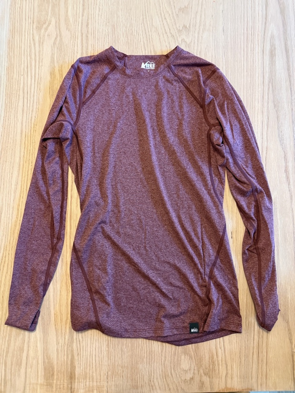 REI Long Sleeve Crew Neck Top - Burgundy Heather